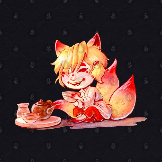 Tea time with a kitsune by La Centauresse